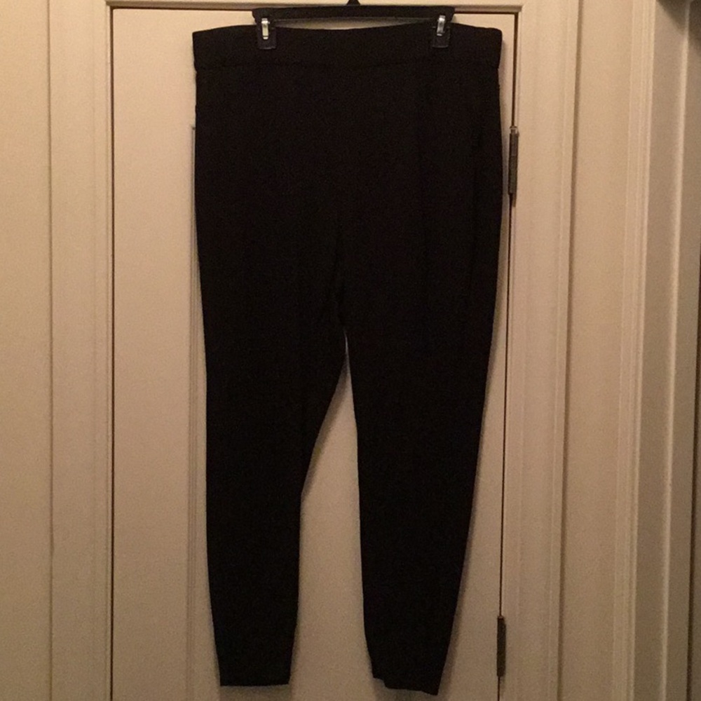 Lane Bryant pull on elastic black pants.